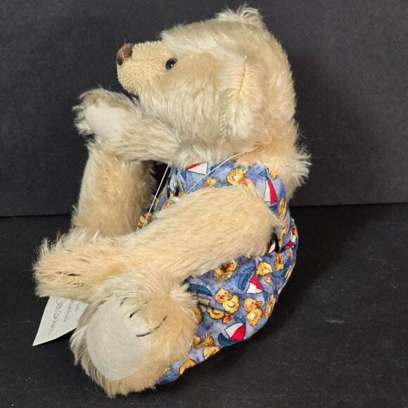 Deb Canham BIGger Bear "Beau" 10" Blonde Mohair Overalls Ducks Boats LE 54/500 - Picture 2 of 11